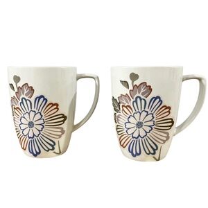 Corelle Coordinates Square COCOA BLOSSOM 12oz Porcelain MUG / CUP Asian Set of 2